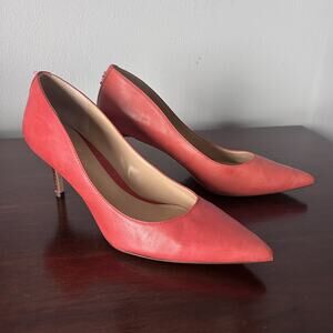 Lauren Ralph Lauren Womens Adrienne Leather Slip On Pumps Shoes Red Pink 8B